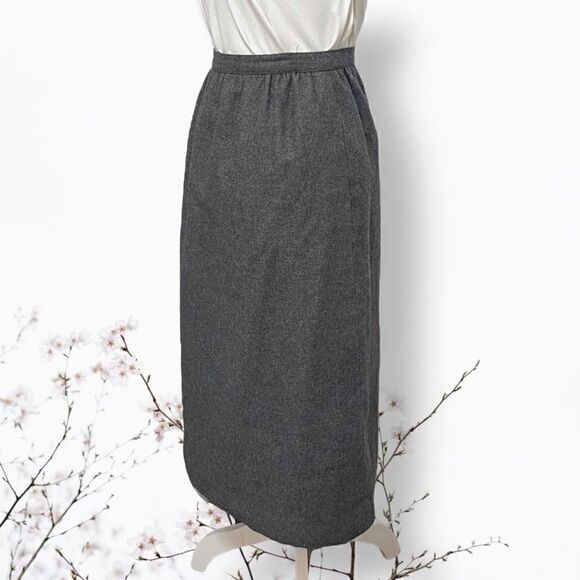 SASSON Vintage Gray Wool Blend Midi Skirt Sz 8 - Picture 4 of 12